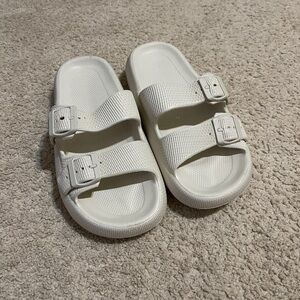 Cream Slide Sandals